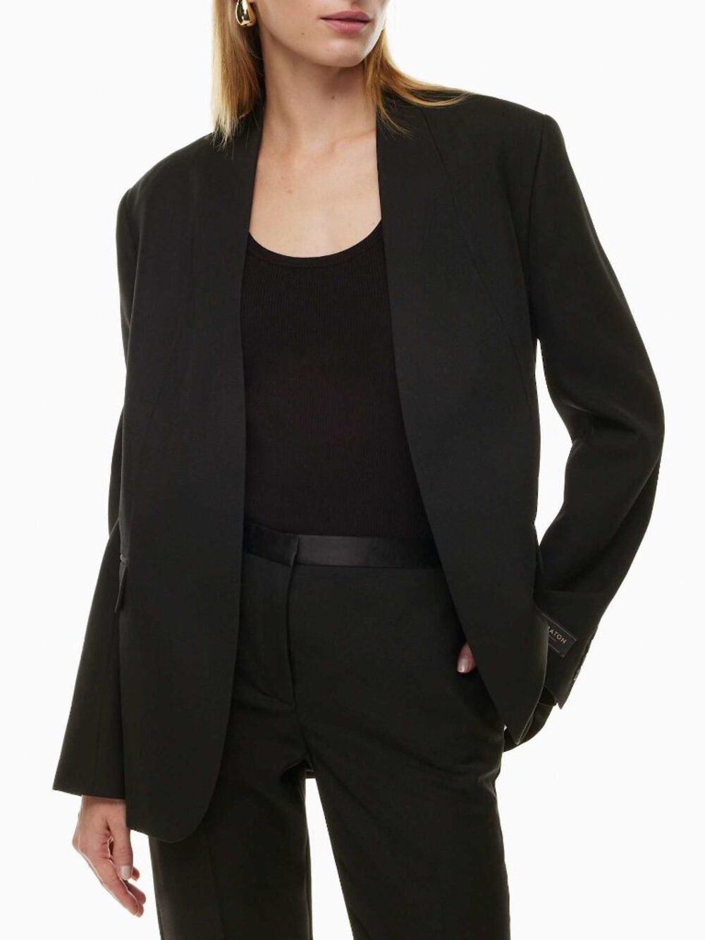 New Aritzia Babaton Identity 100% Wool Open Front Blazer Black Small $275